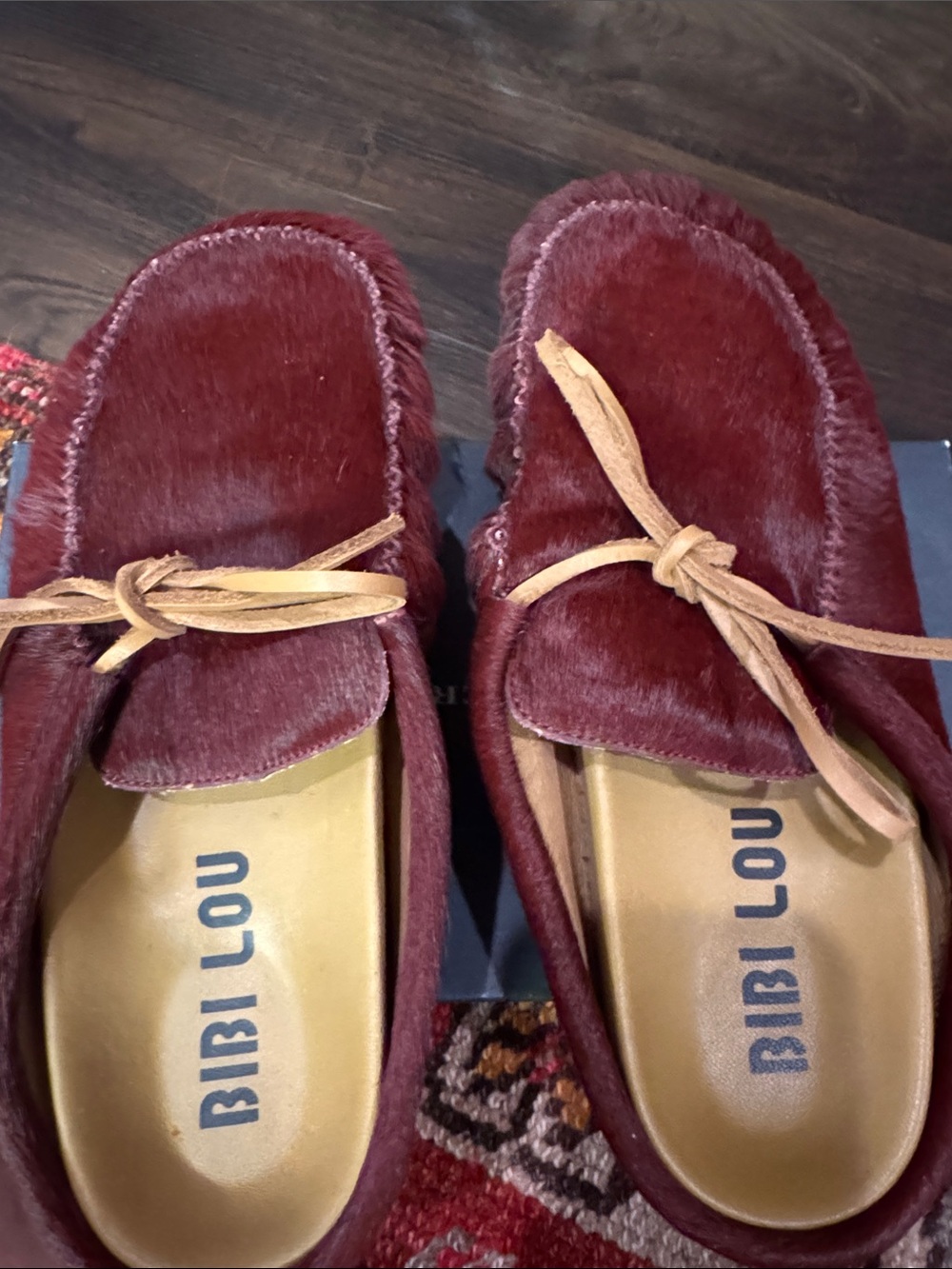 Bibi Lou Women's Burgundy Faux-Fur Moccasin Slippers